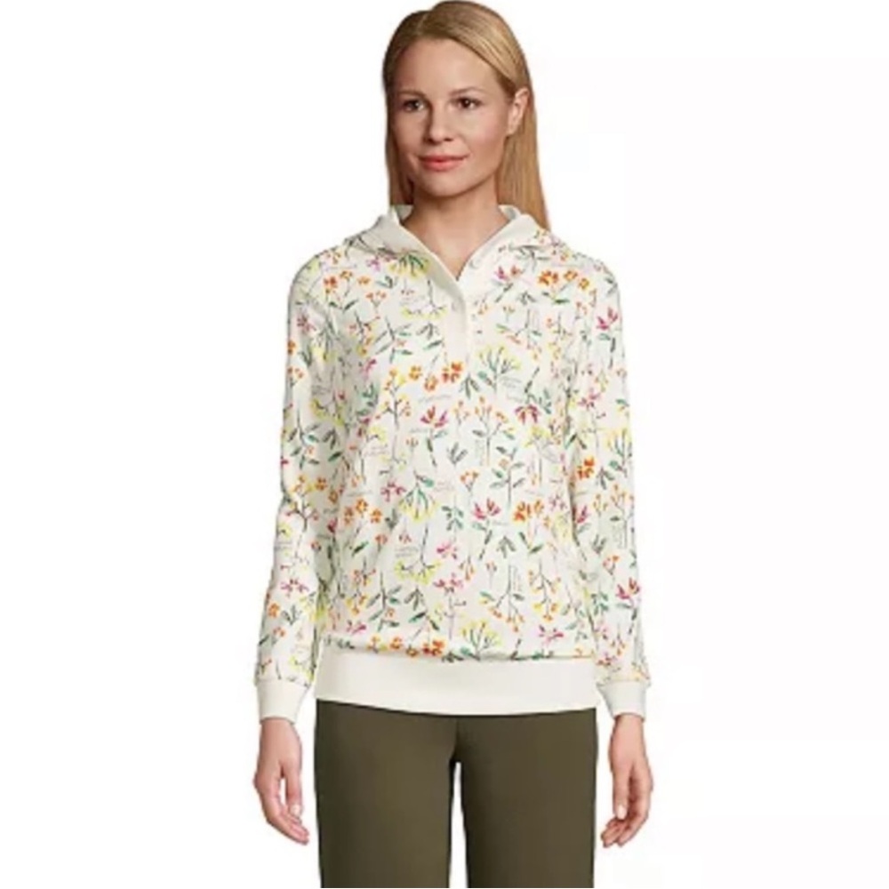 Lands' End Serious Sweats Button-Front Hoodie